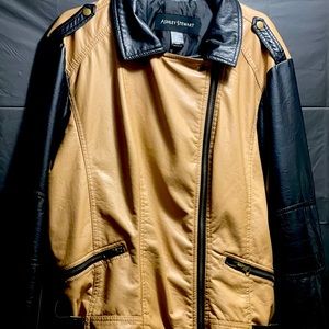 Black and Tan faux leather jacket